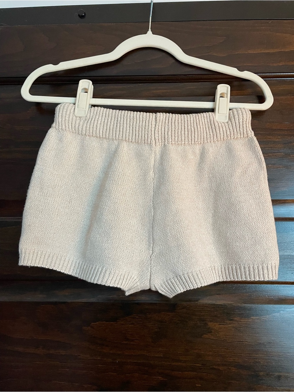 Cream Knit Drawstring Shorts - Picture 2 of 3